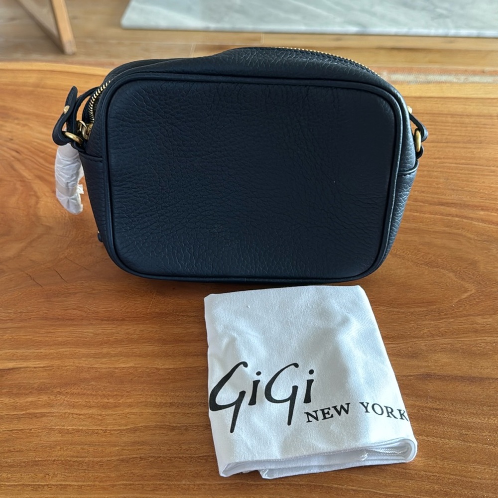 Gigi New York small navy blue crossbody bag